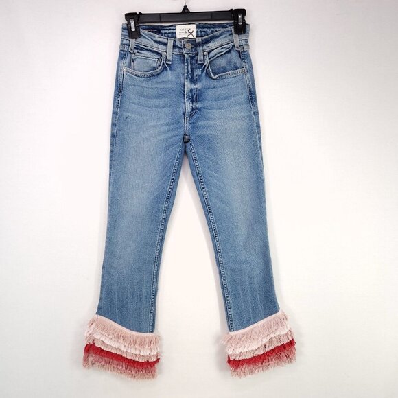 Anthropologie McGuire Jeans Valletta Straight Fringe Cropped Denim Size 25 - Picture 2 of 16